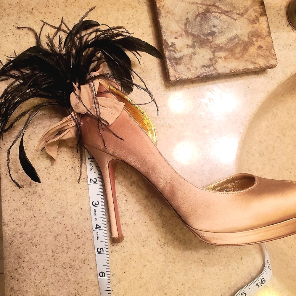 💯 Frances Cosacco Satin Feather Heel - Picture 8 of 16